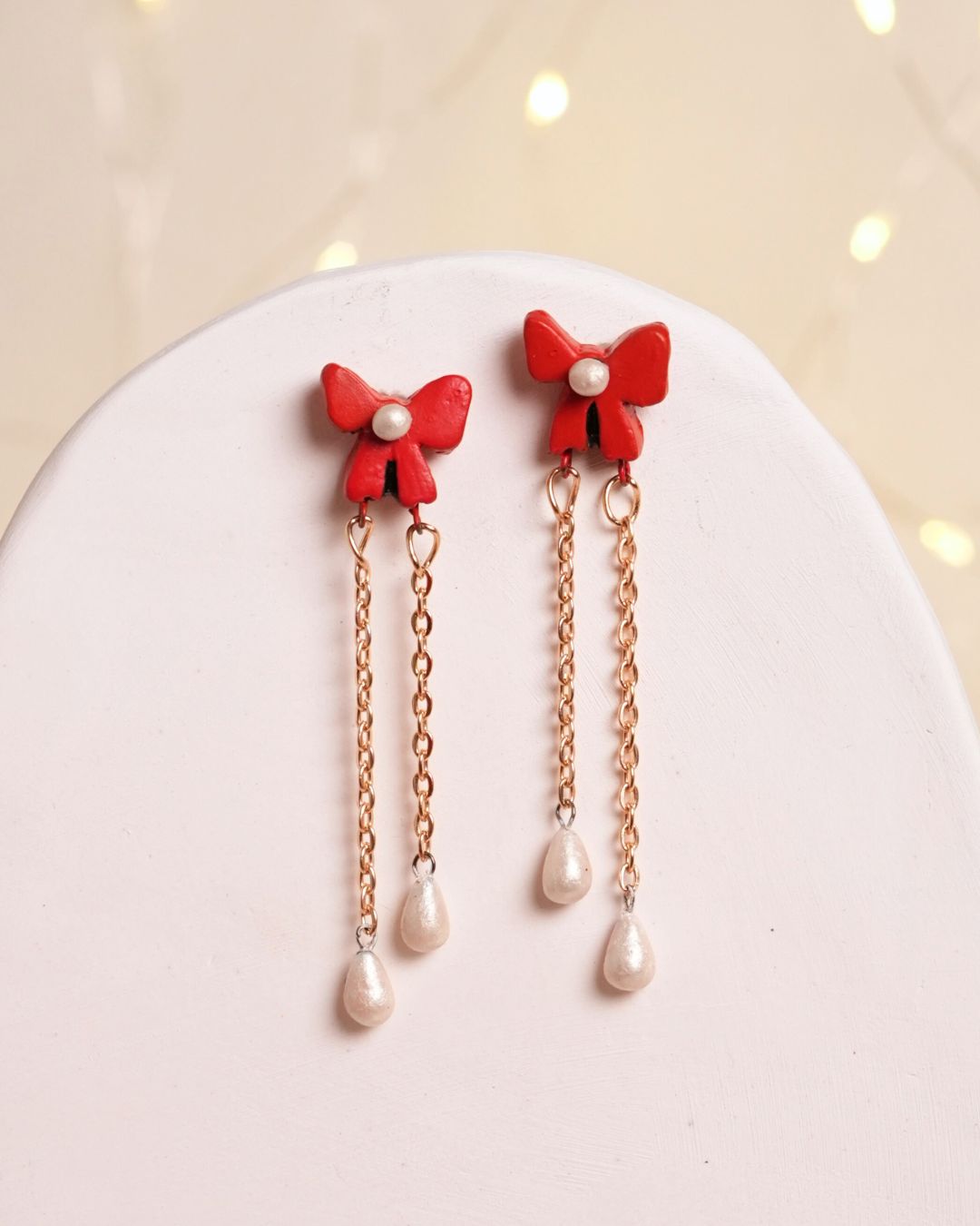 Pearl Drop Bow Earrings