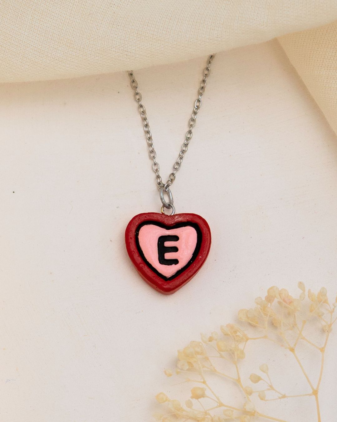 Silver Initial Heart Chain