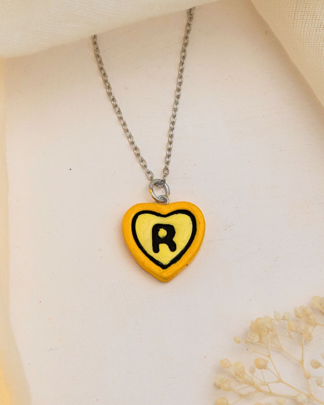 Silver Initial Heart Chain