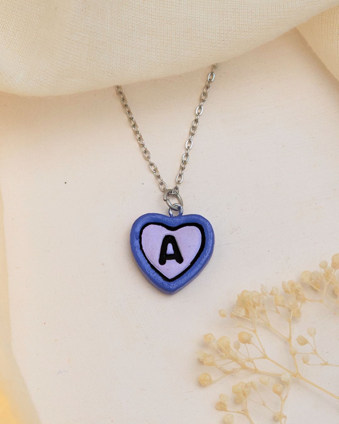 Silver Initial Heart Chain