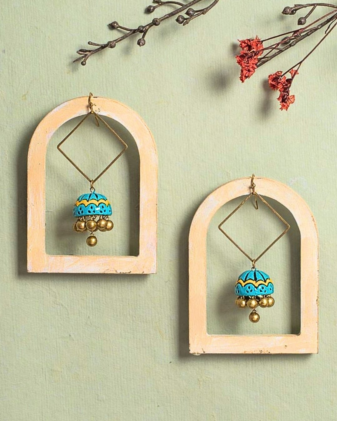 Terracotta-blue-hoop-earrings