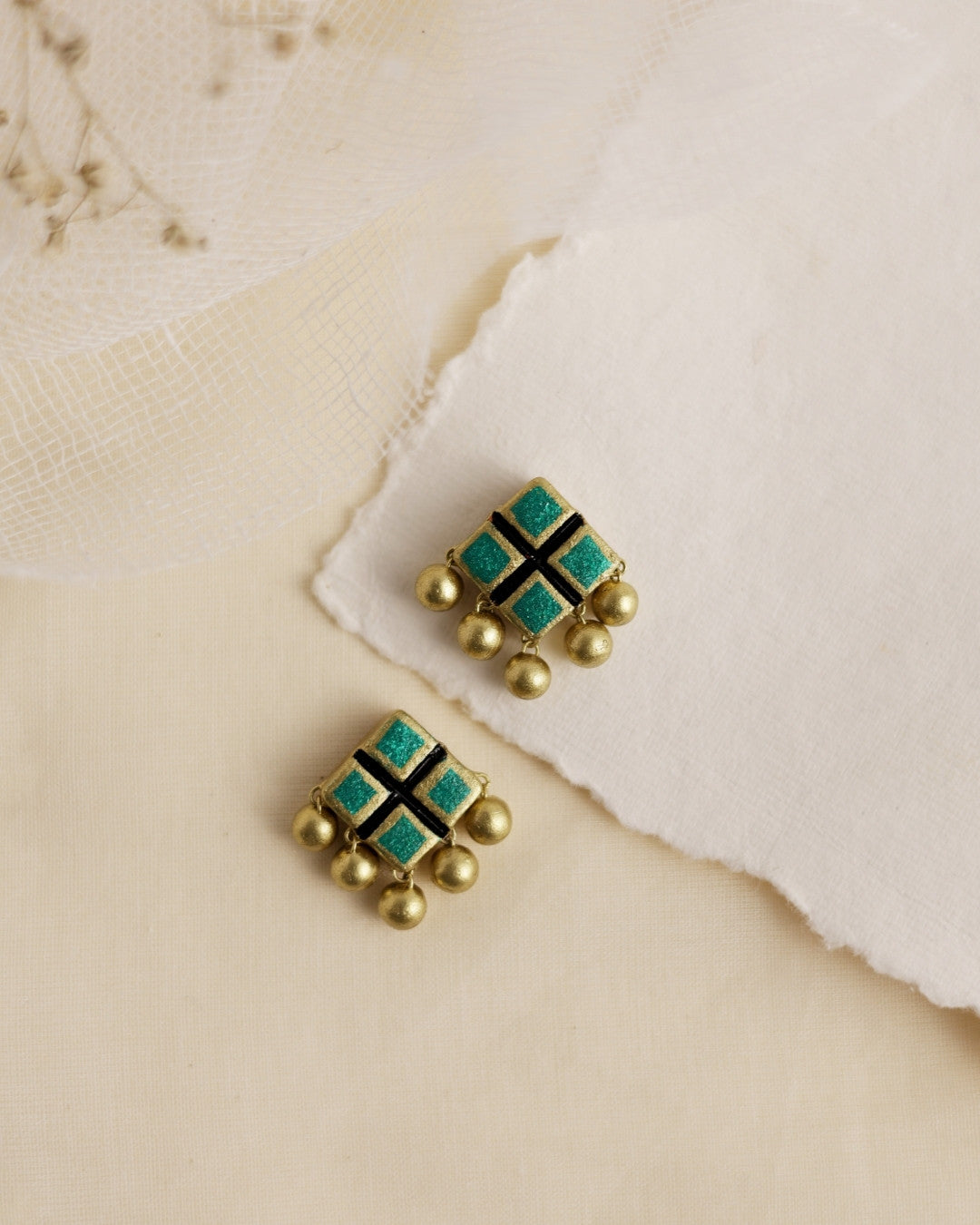 Green-stud-earrings