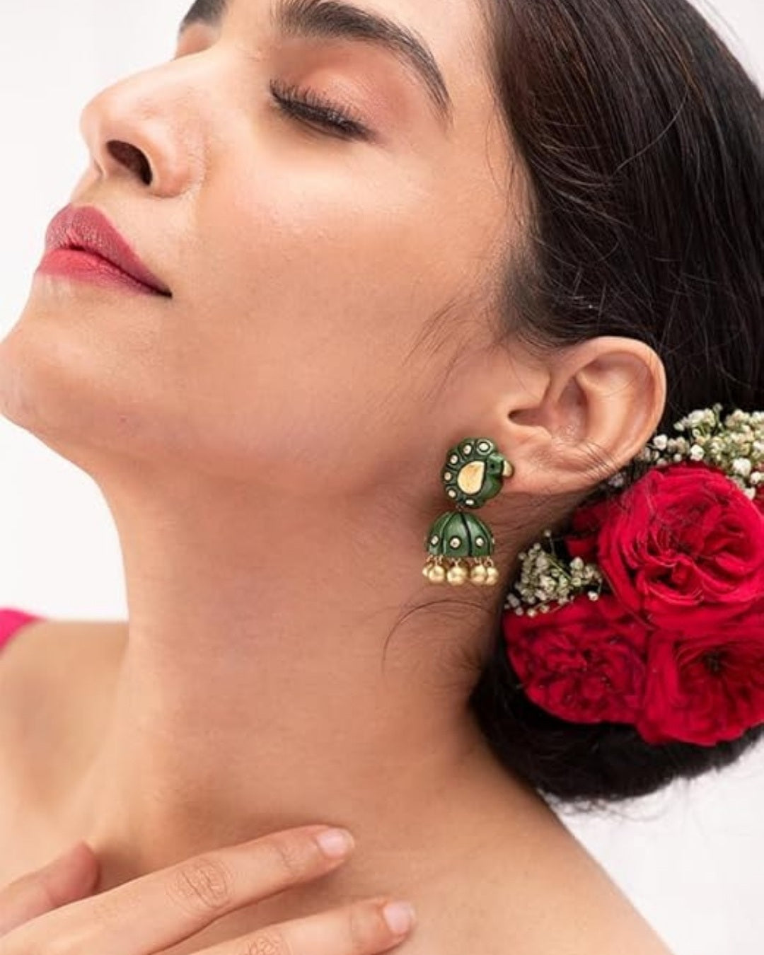 green-jhumka-earrings