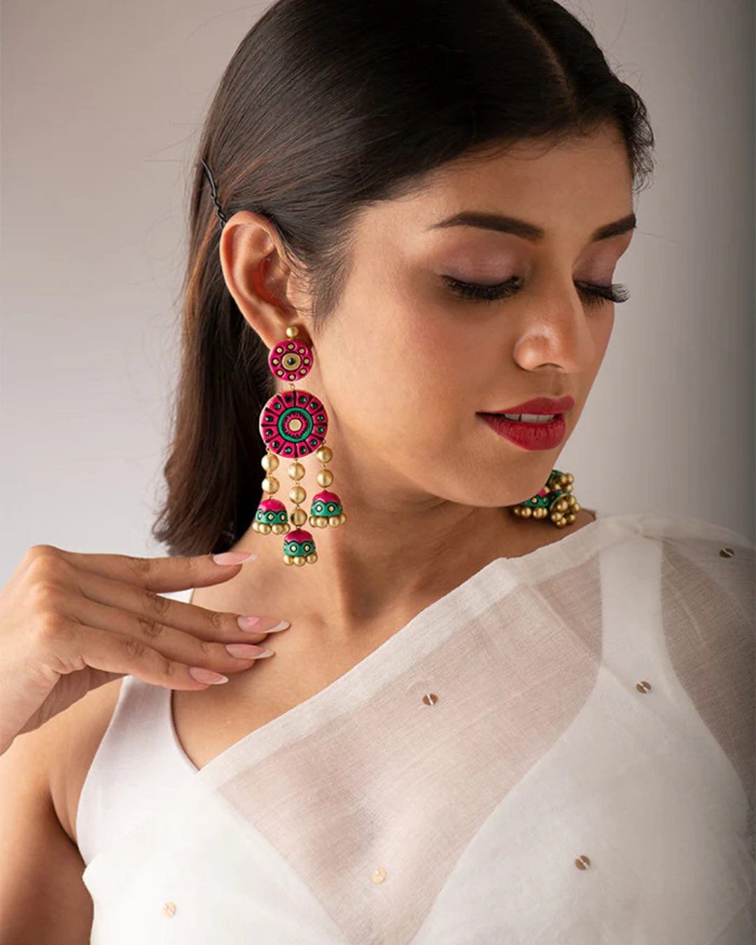 Terracotta-Red-Statement-Hanging-Earrings