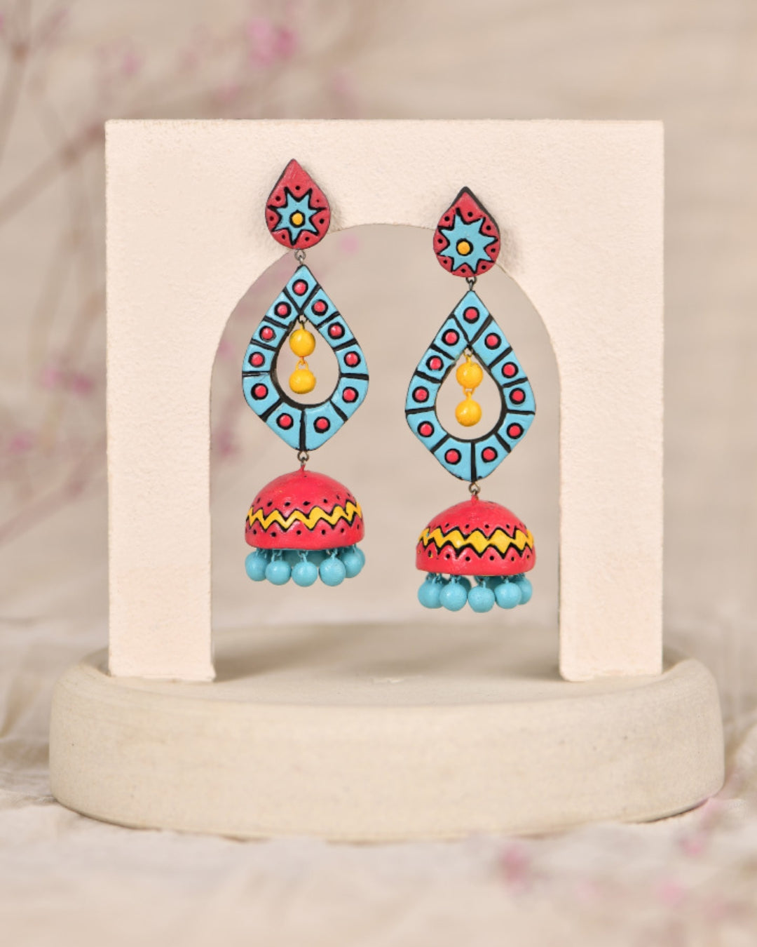 Yellow-And-Blue-Terracotta-Jhumka