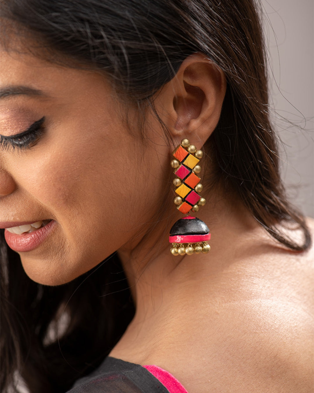 Jhumkas-black-saree