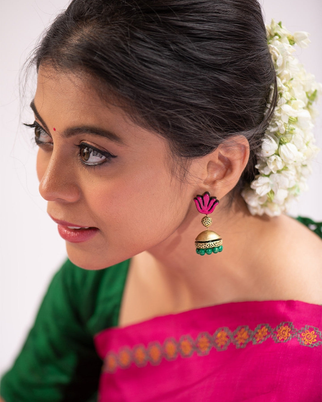 Pink-Jhumka-Earrings-Women
