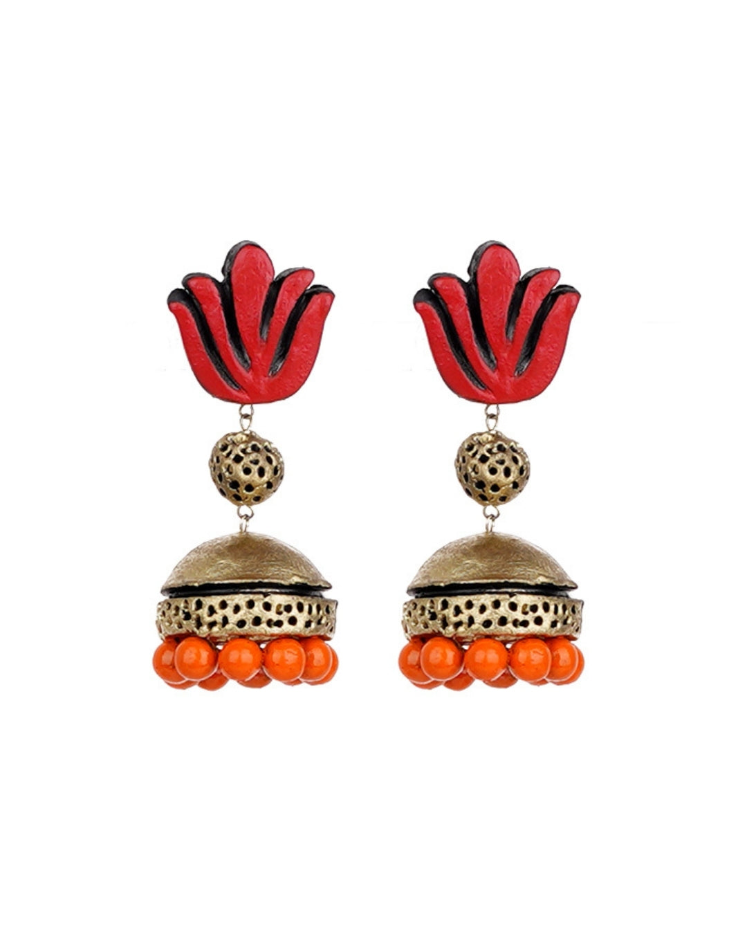Orange-Festive-Jhumka-Friend's-Wedding