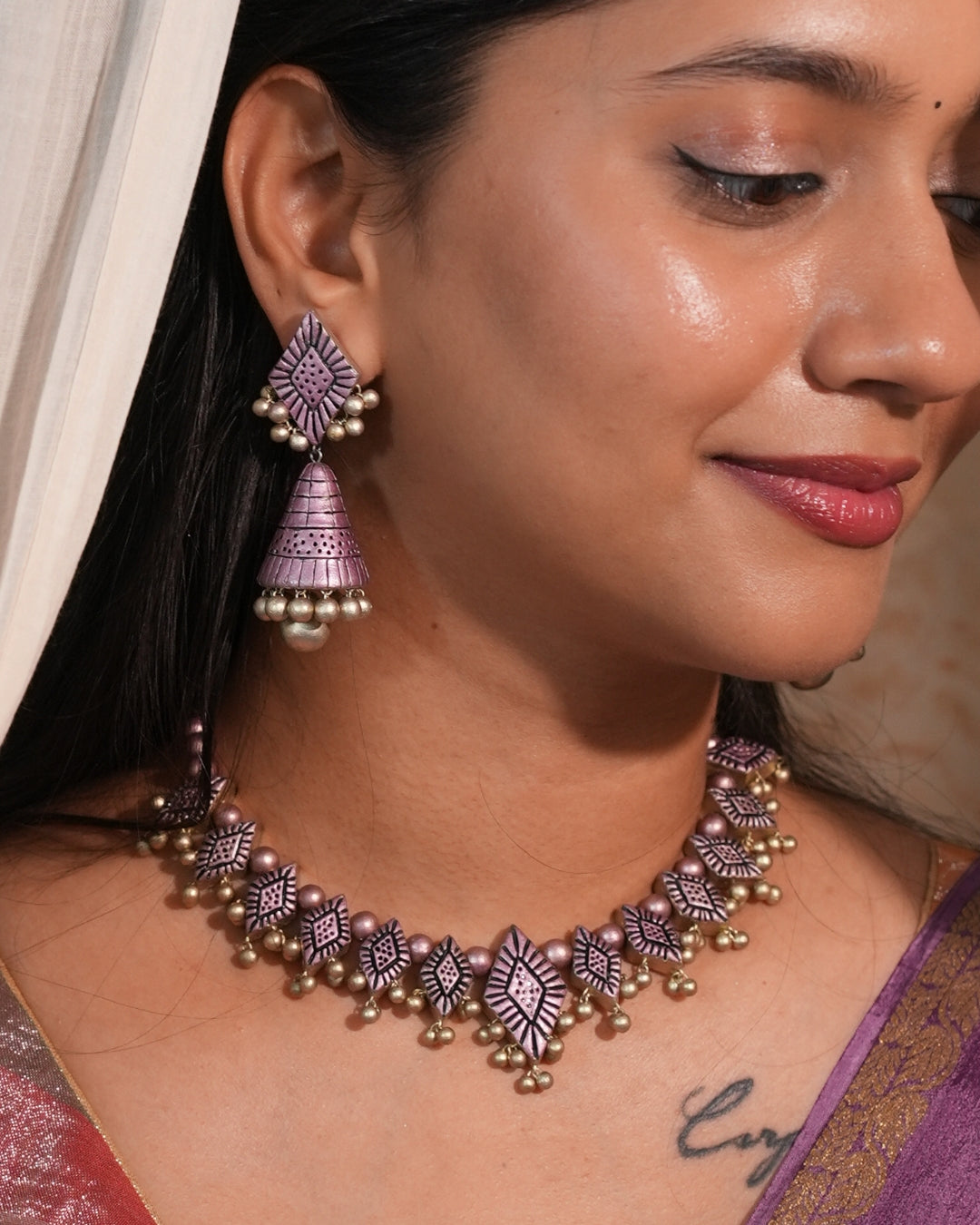 Purple-And-Green-Traditional-pendant-set-For-Wedding