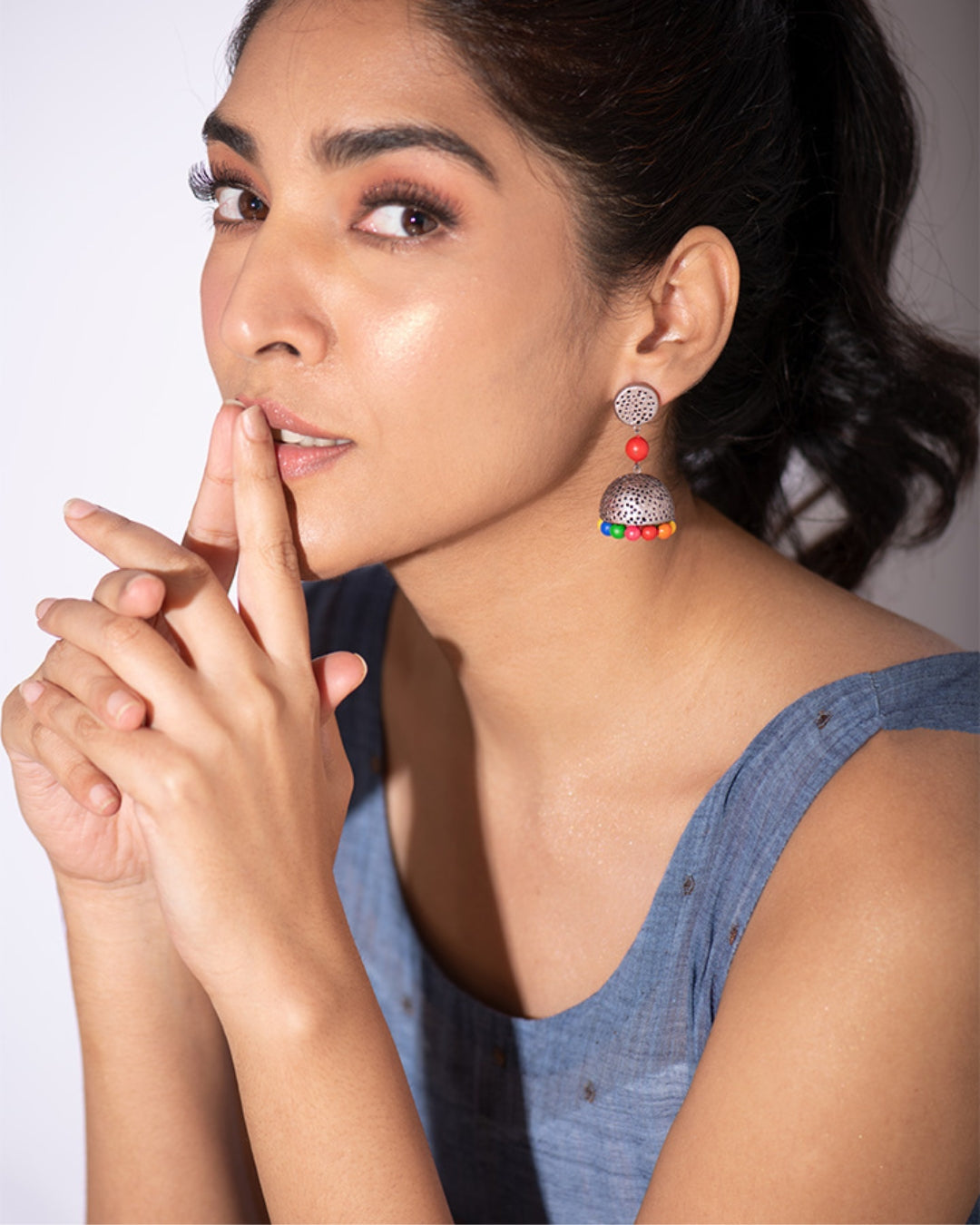 Silver-And-Red-Festive-Jhumki