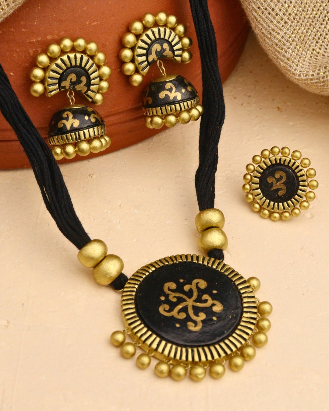 Black Kanchan Long Necklace Set