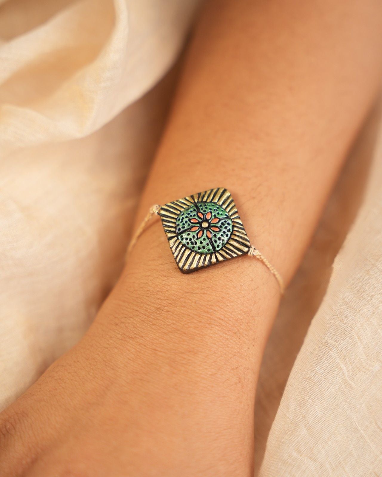 Square Metallic Rakhi