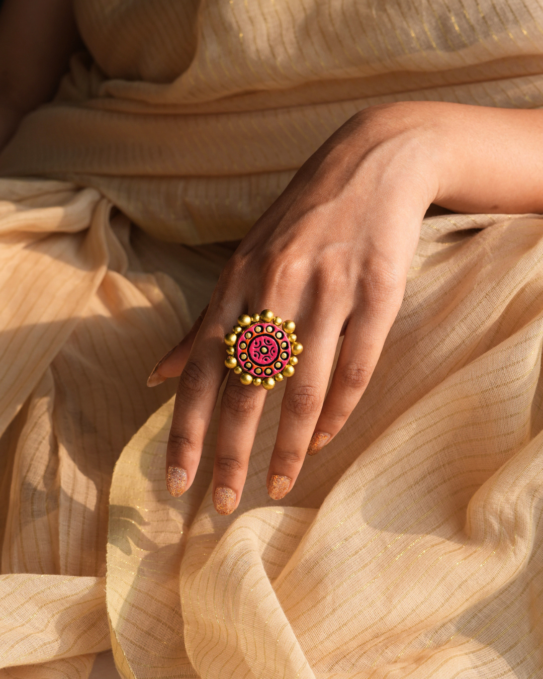 pink and gold ring