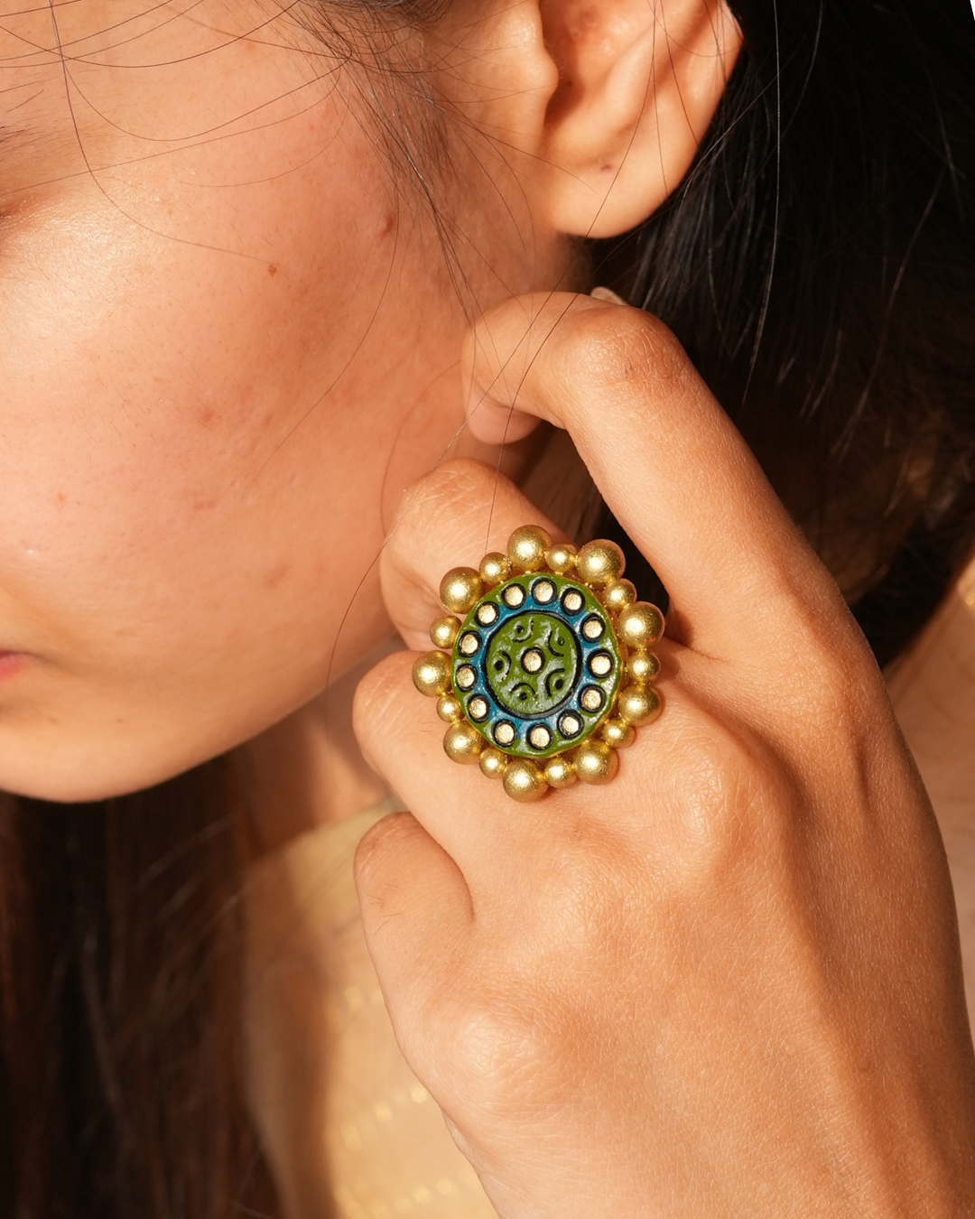 blue and gold ring