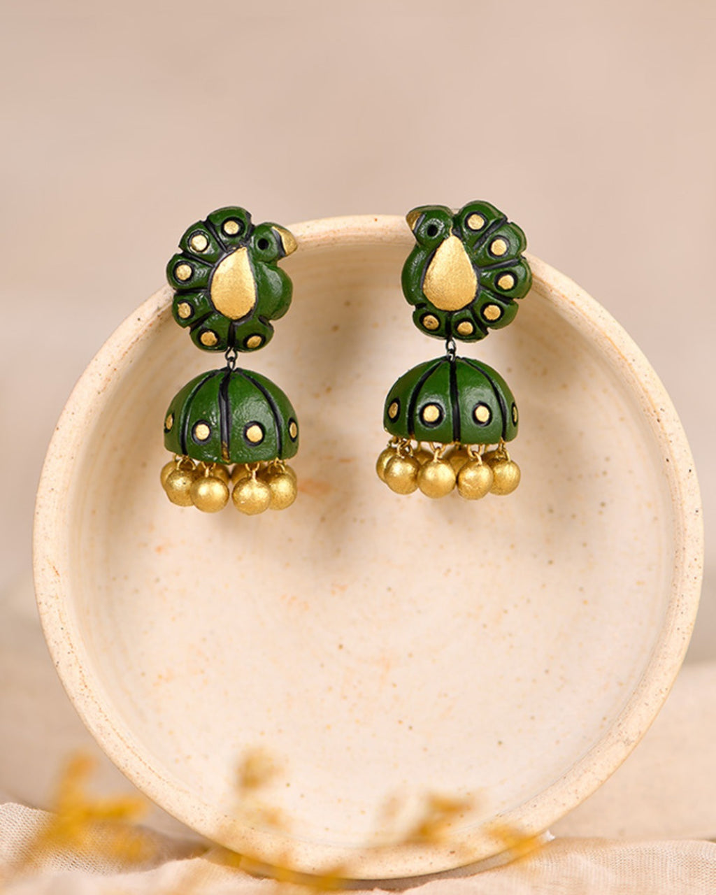 Terracotta Peacock Jhumka