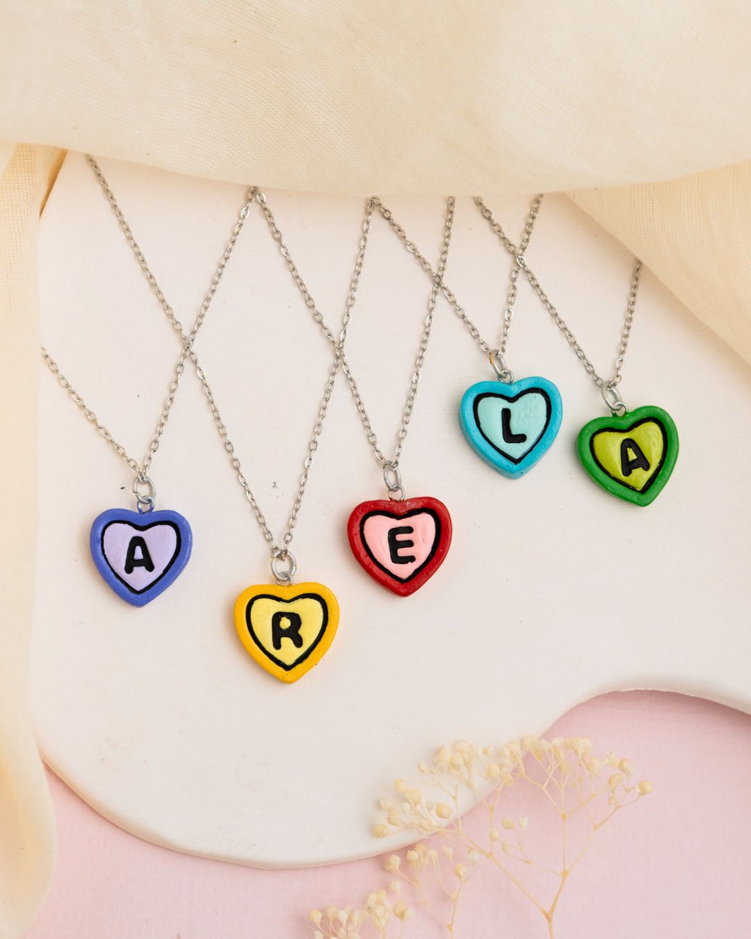 Silver Initial Heart Chain
