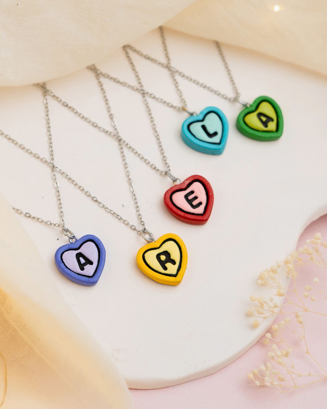Silver Initial Heart Chain