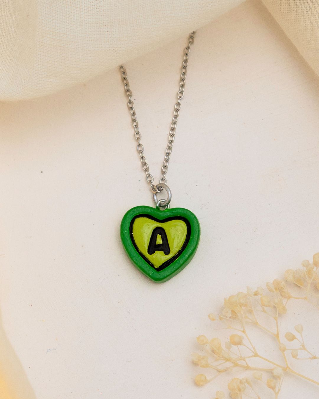 Silver Initial Heart Chain