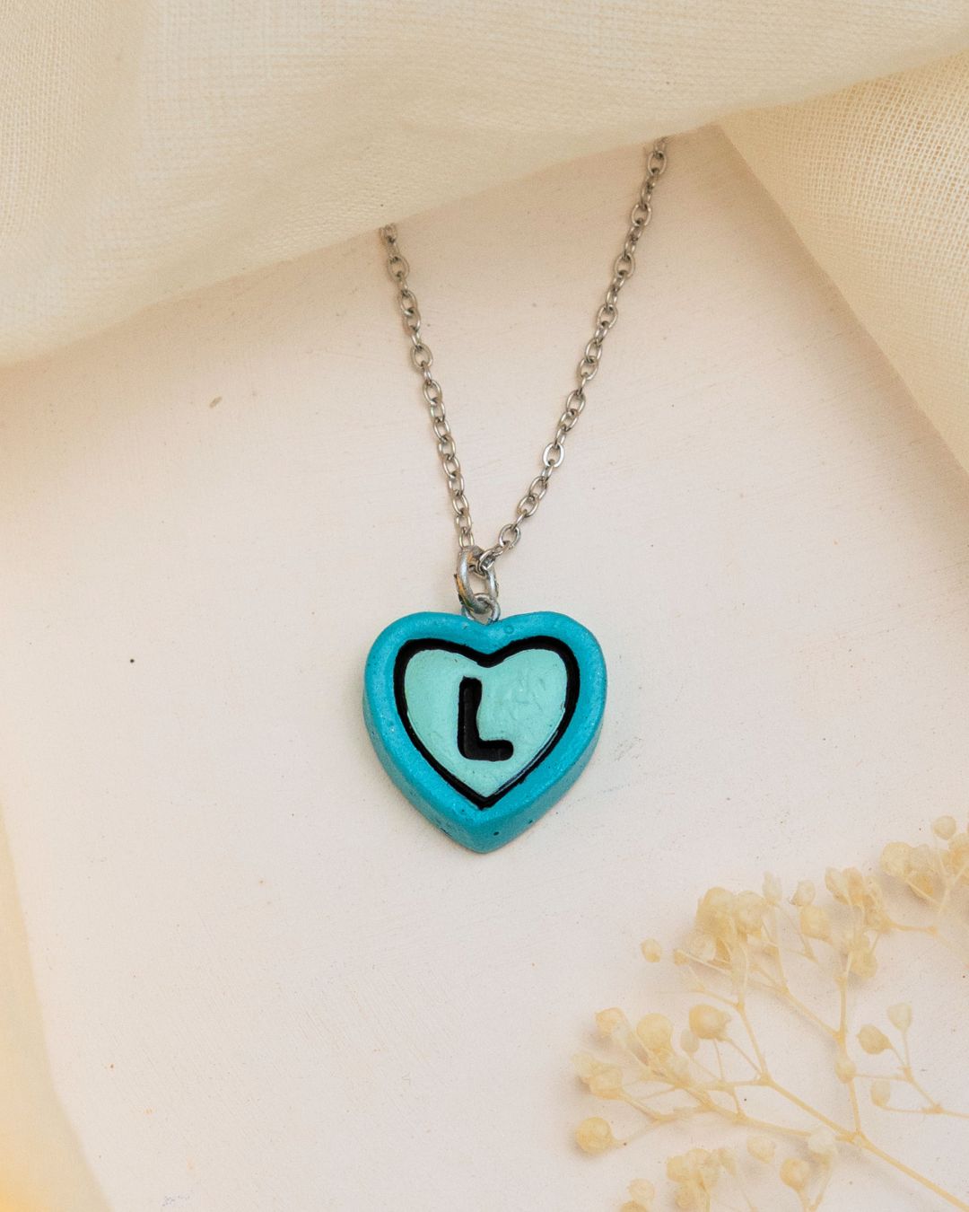 Silver Initial Heart Chain