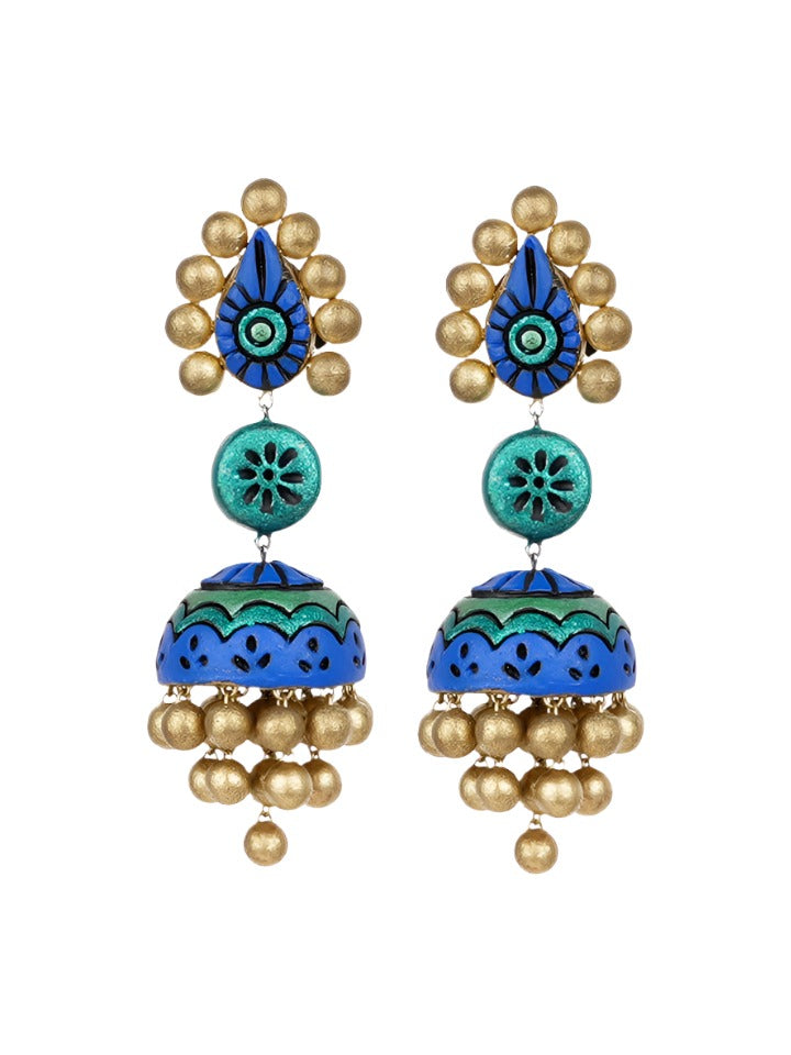 Blue-Statement-Terracotta-Earrings