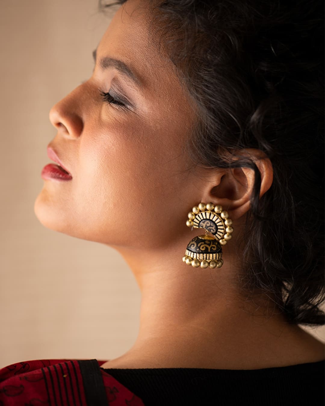 Gold-And-Black-Terracotta-Jhumka