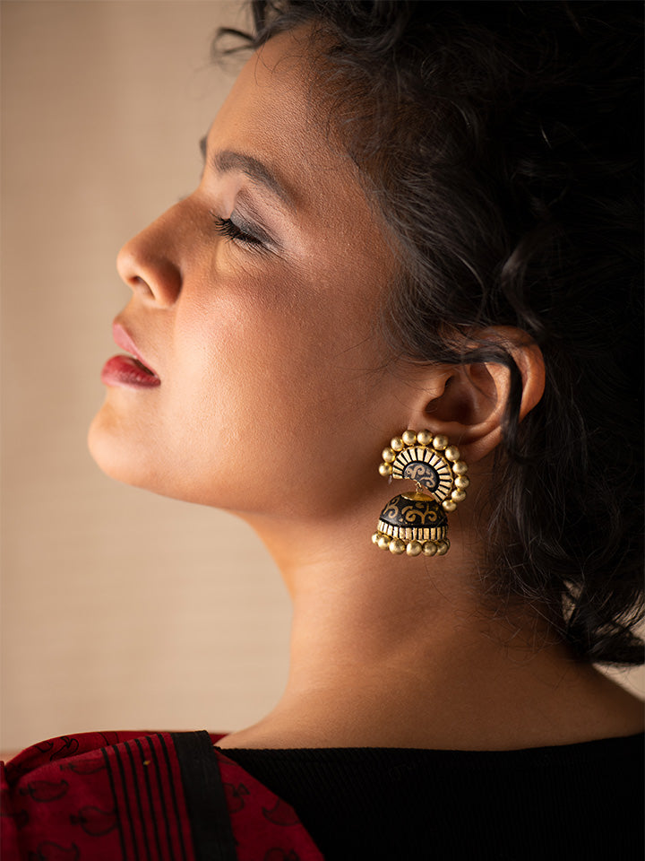 Gold-And-Black-Terracotta-Jhumka