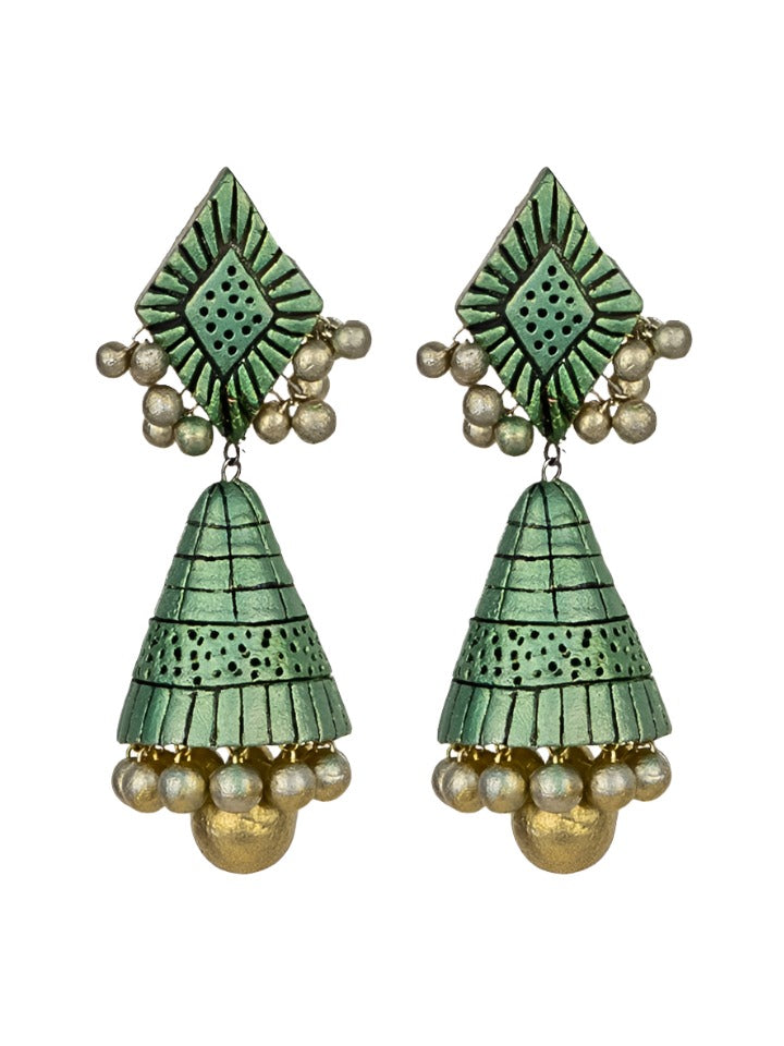 Conical-Green-Jhumkas