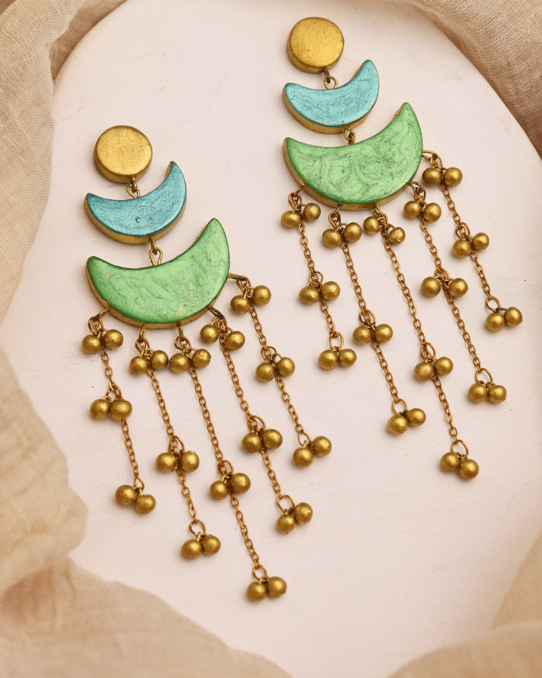 Green and Blue Kashmiri Earrings
