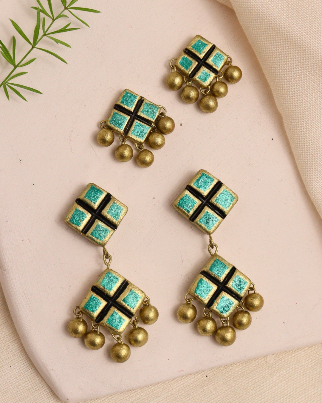Mosaic Charm Duo Earrings Set