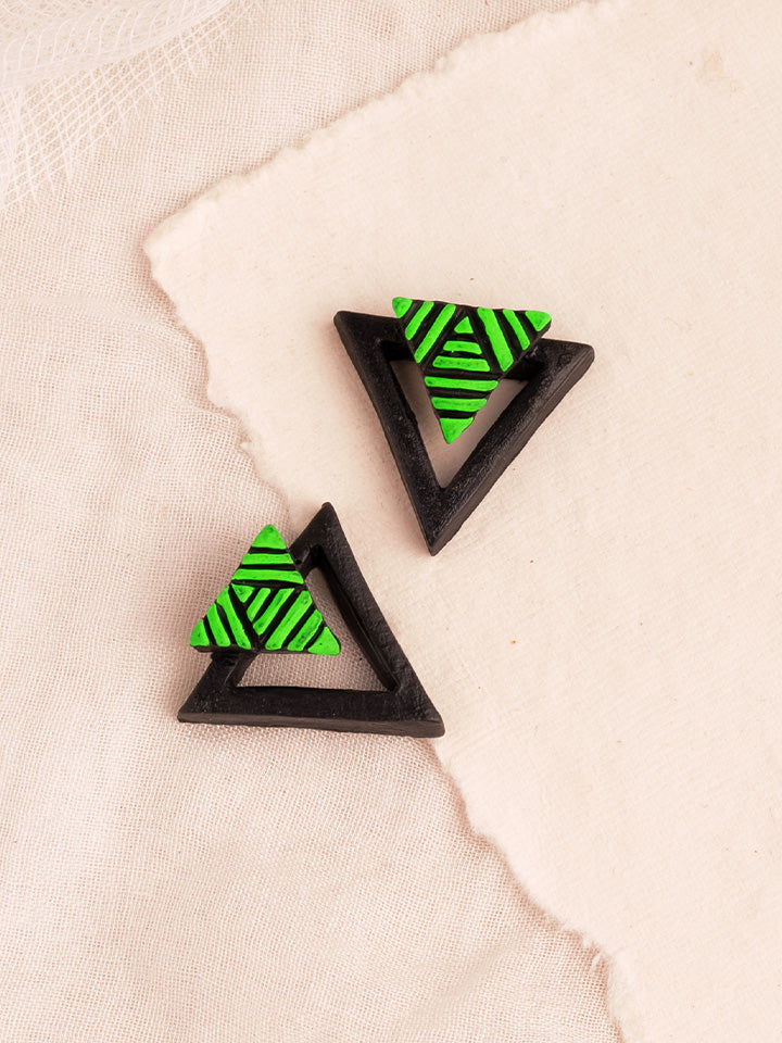 Green-Statement-Triangle-Studs