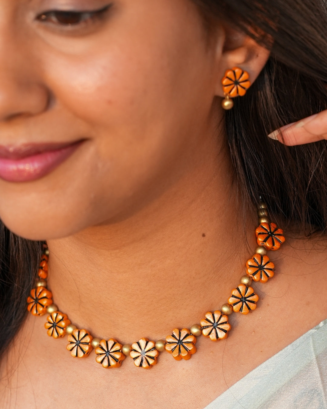 Orange-And-Black-Terracotta-Necklace