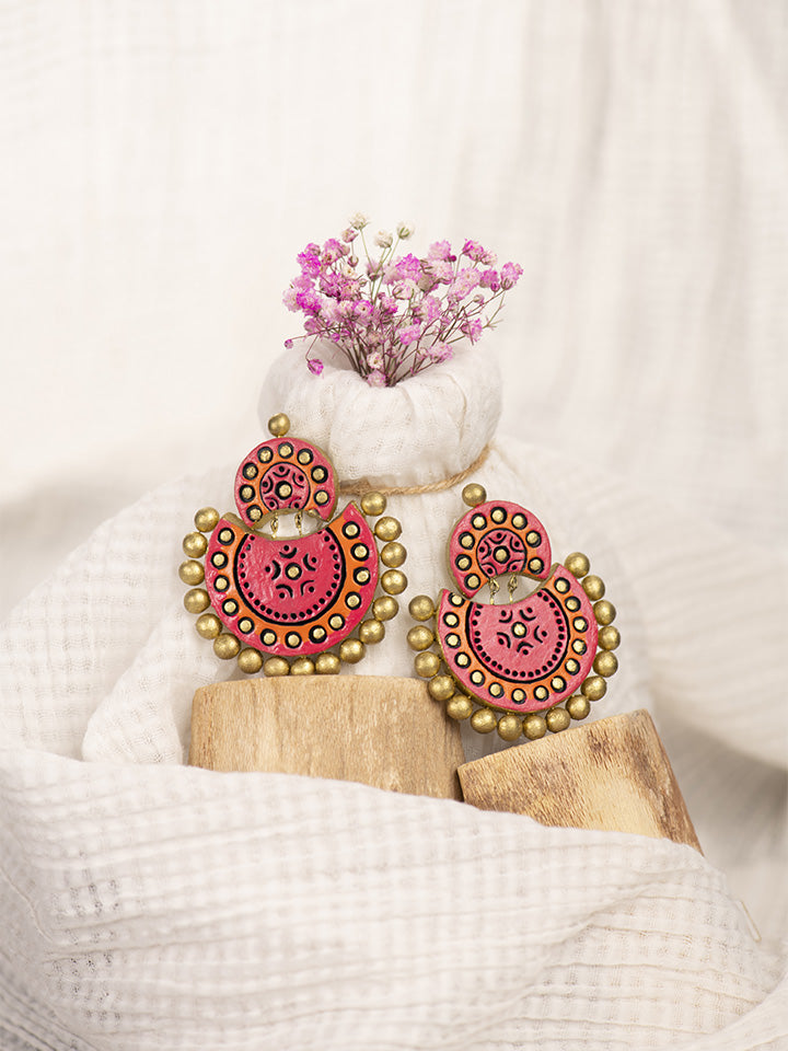 Gold-And-Pink-Statement-Earrings