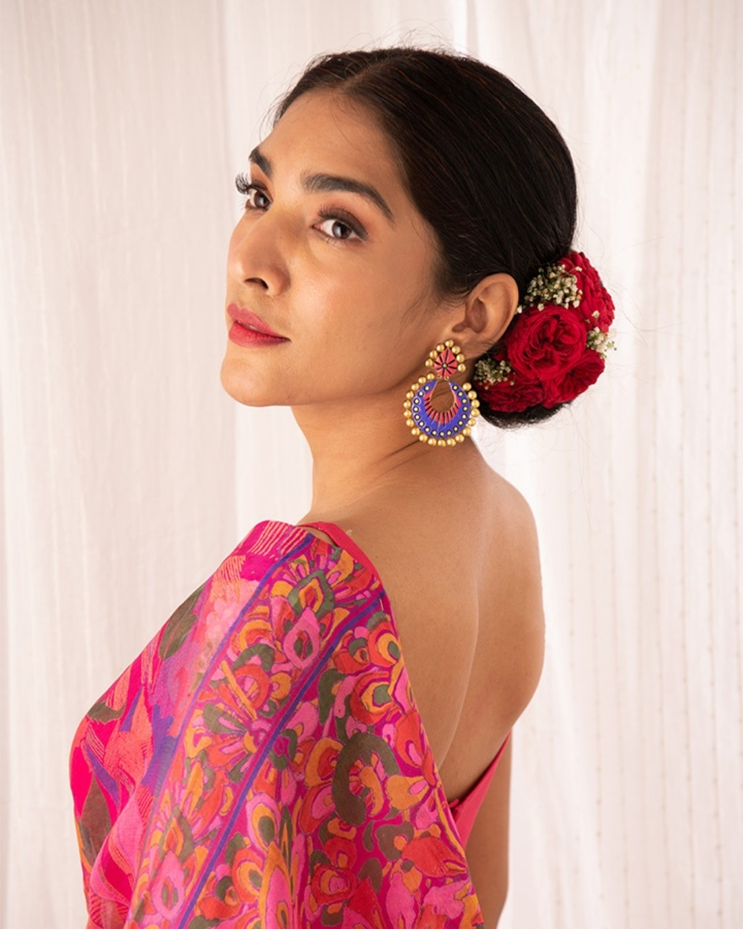 Gold-And-Pink-Statement-Earrings