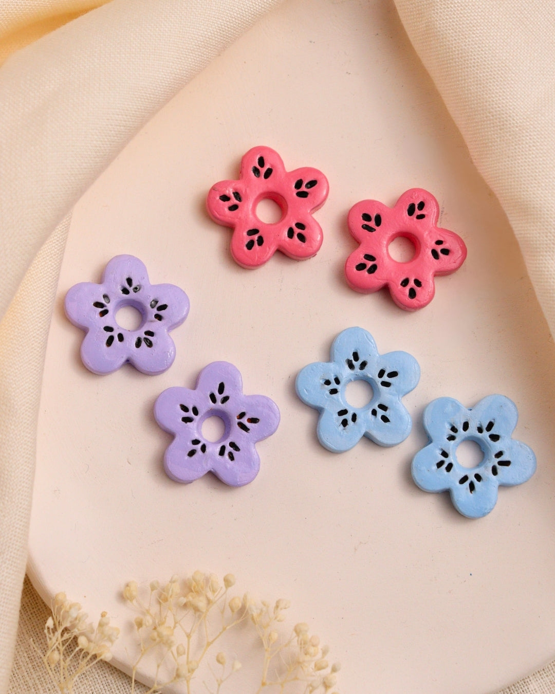 Pink-floral-stud-earrings