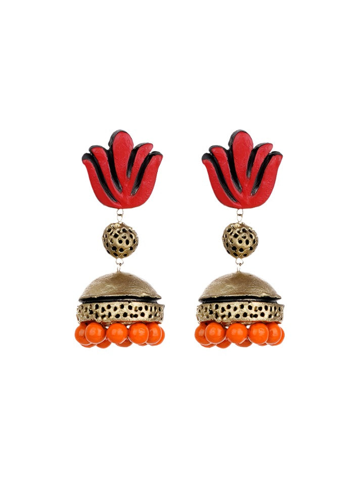 Orange-Festive-Jhumka-Friend's-Wedding 