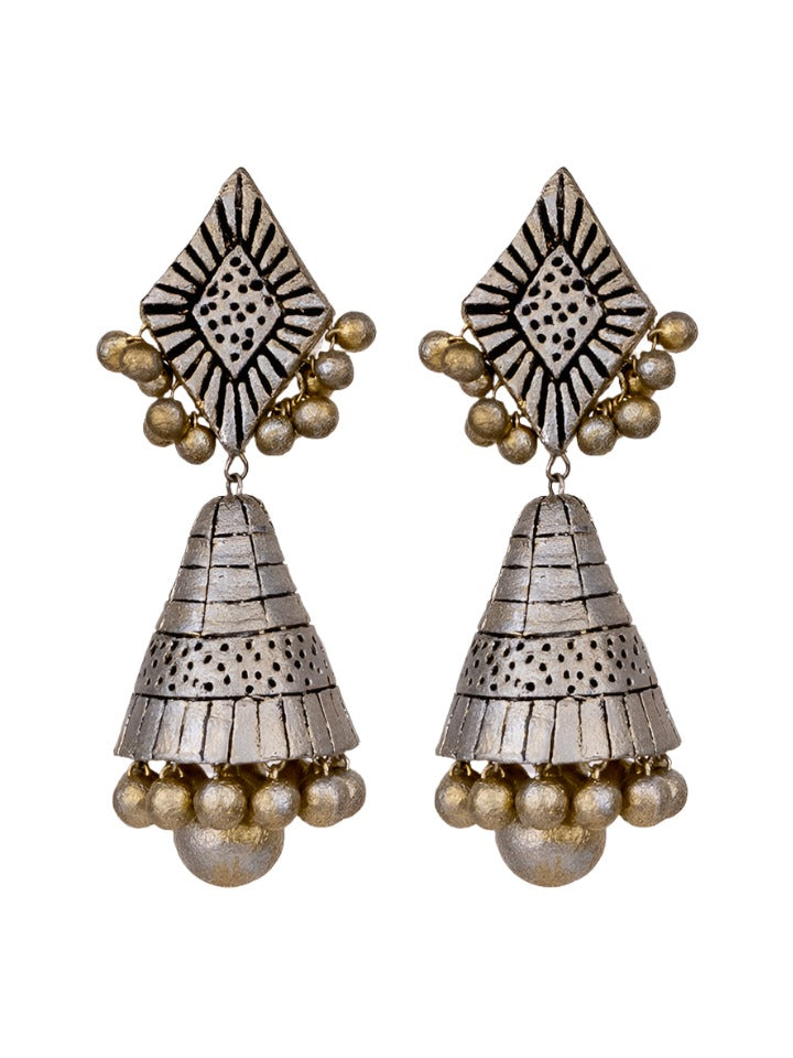 Conical-Silver-Gold-Jhumkas