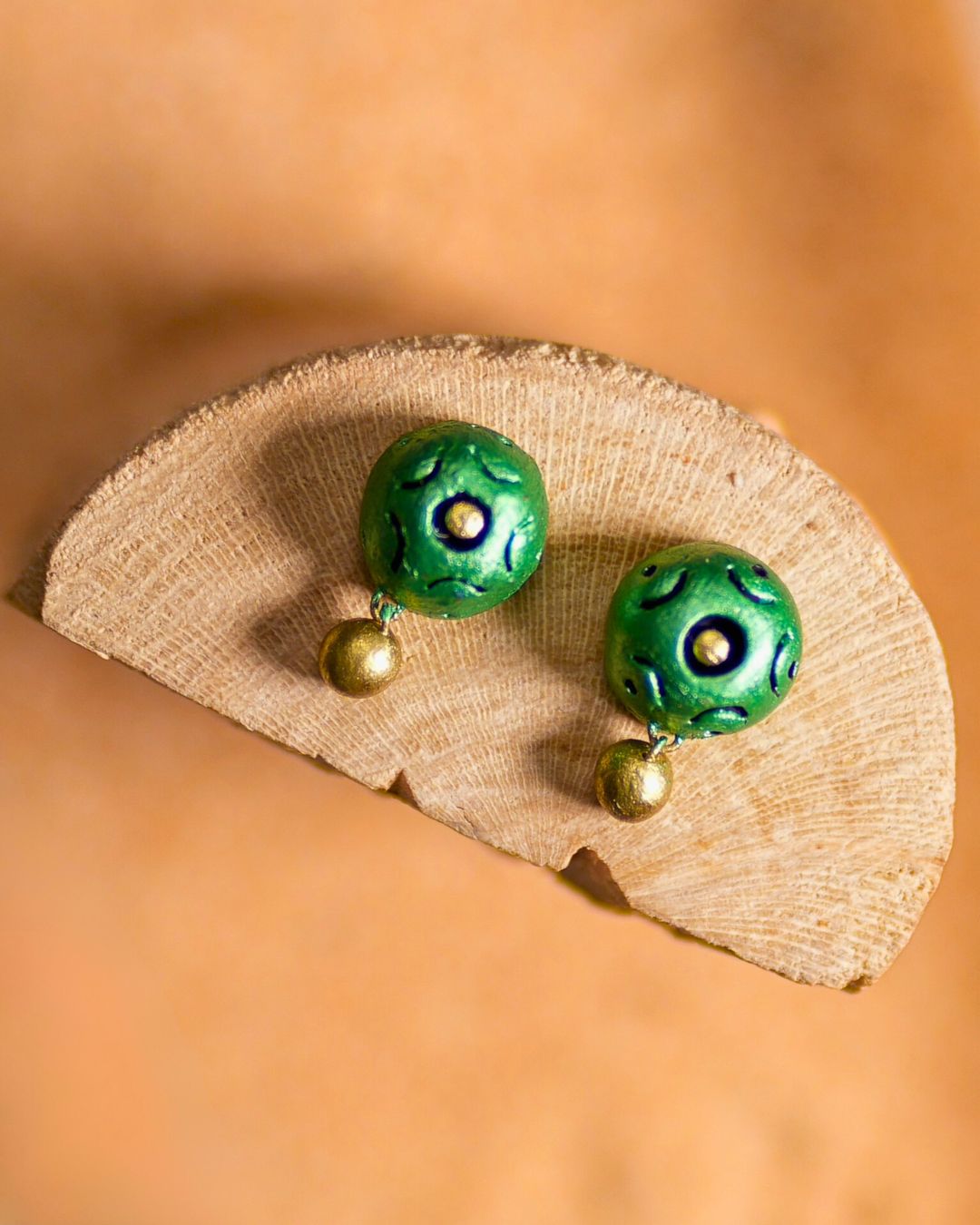 Green-stud-earrings