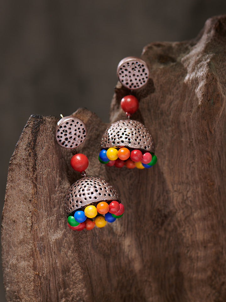 Silver-Jhumka-Earrings-For-Navratri 