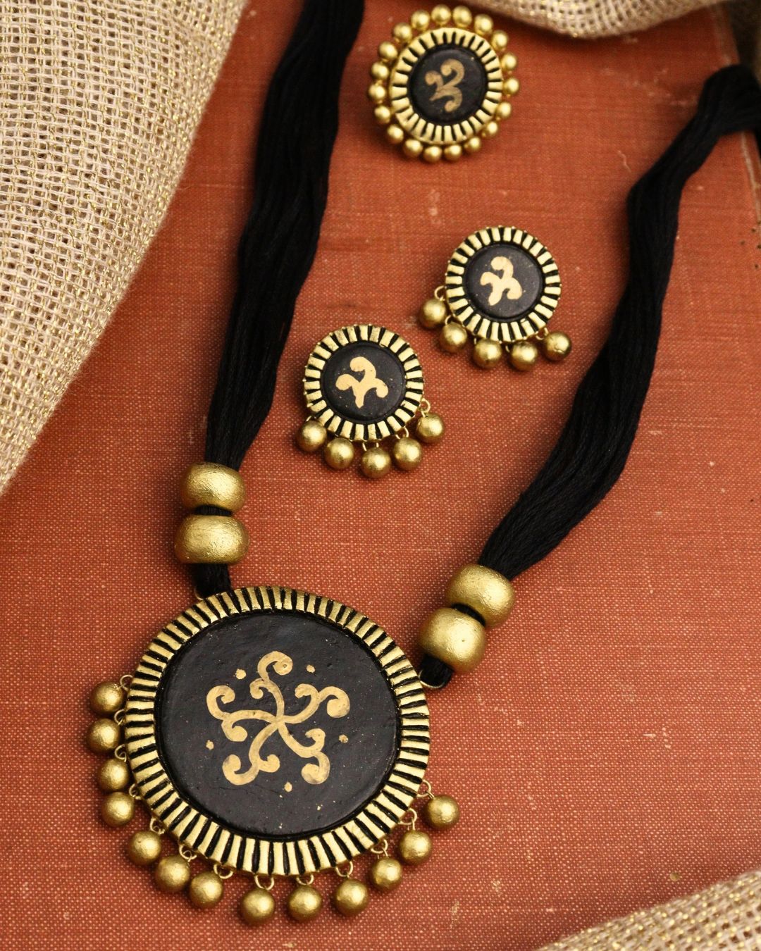Black Kanchan Long Necklace Set