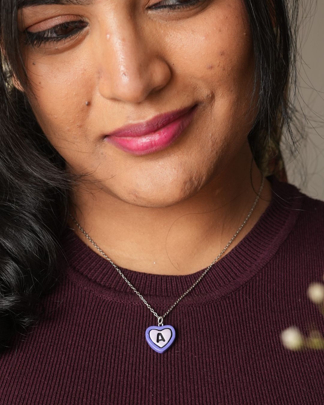 Silver Initial Heart Chain