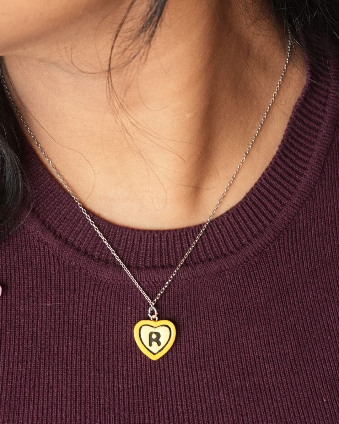 Silver Initial Heart Chain