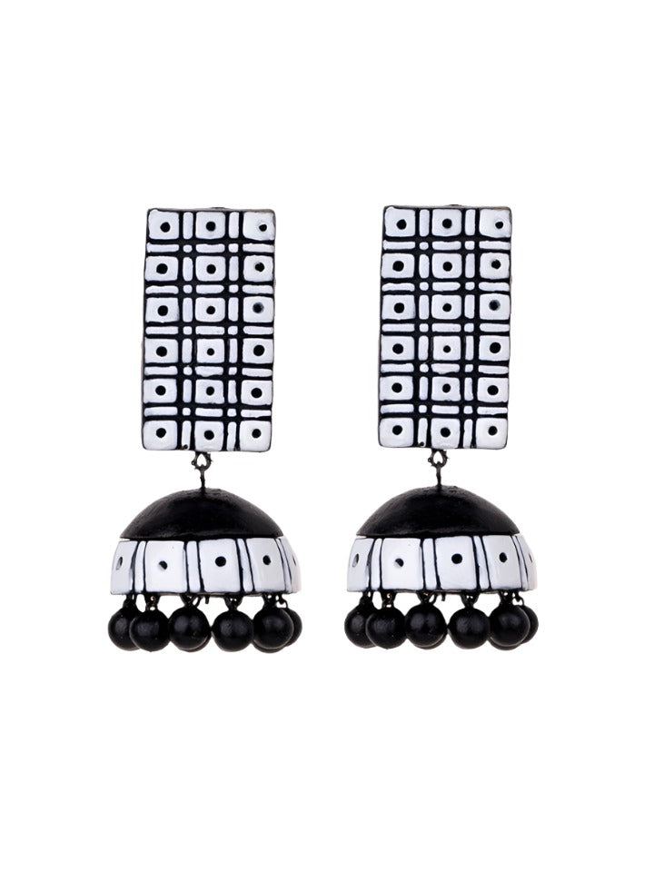 Statement-Black-White-Terracotta-Earrings