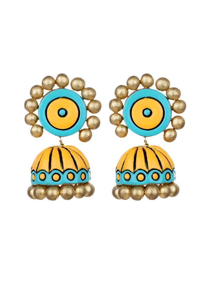 Big-Stud-Yellow-Terracotta-Jhumki