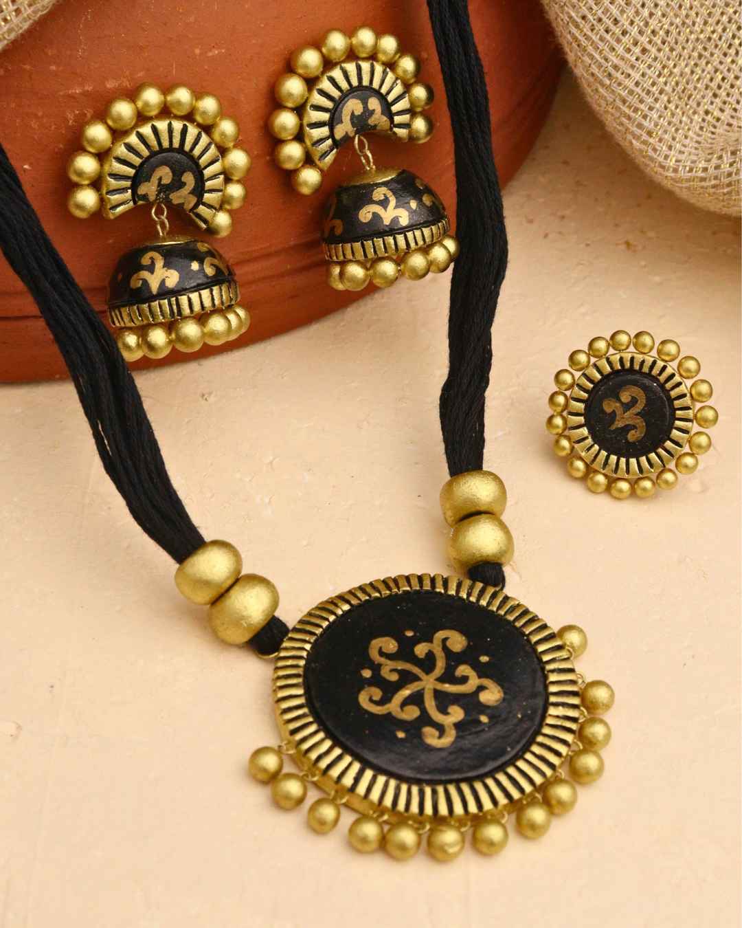 Black Kanchan Long Necklace Set