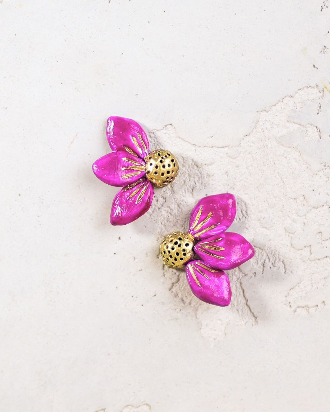 Pink-floral-earrings