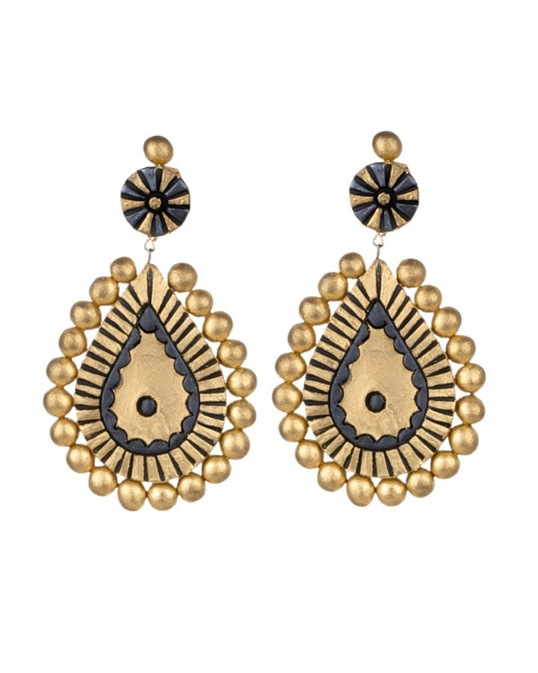 Terracotta-Black-Statement-Hanging-Earrings