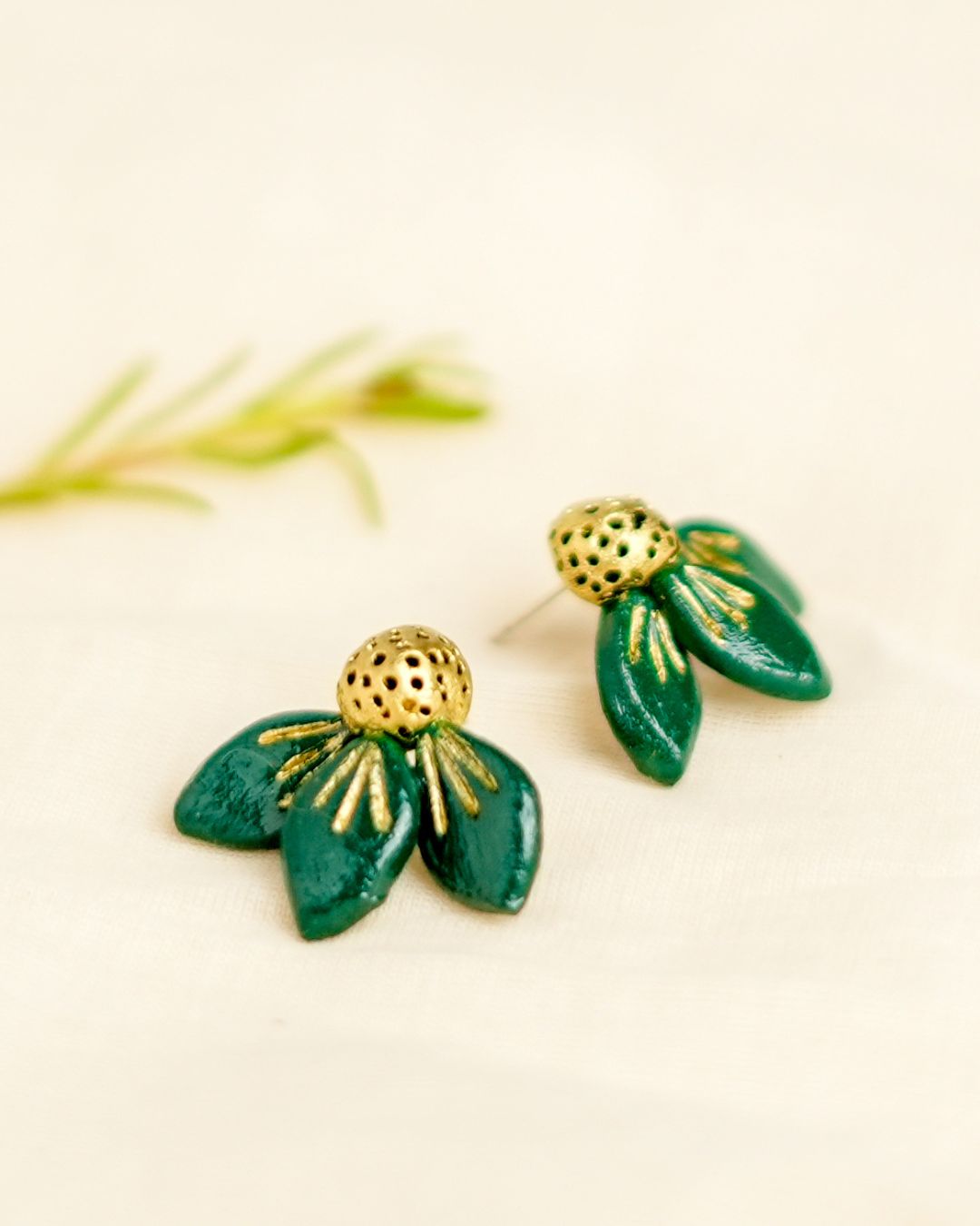 green-floral-earrings
